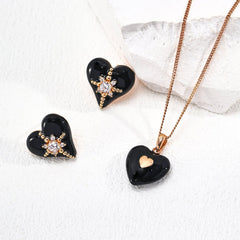 Silver Fashion Glaze Zircon Heart Shape Earrings