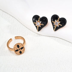 Silver Fashion Glaze Zircon Heart Shape Earrings