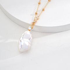 Silver Natural Pearl Zircon Necklace