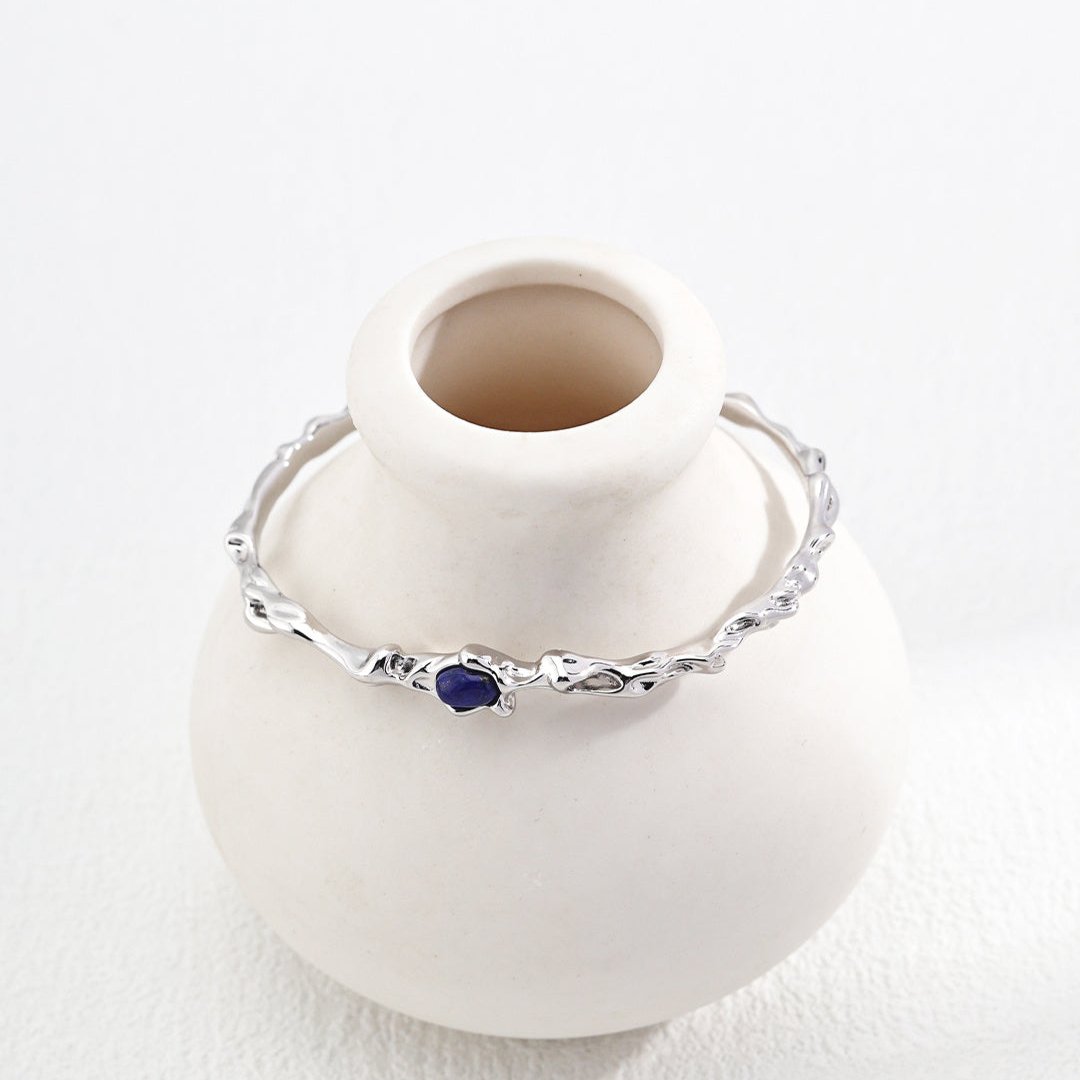 silver twig lapis lazuli bracelet