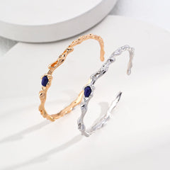 silver twig lapis lazuli bracelet