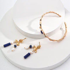 silver twig lapis lazuli bracelet