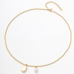 Silver Simple Pearl Clavicle Necklace